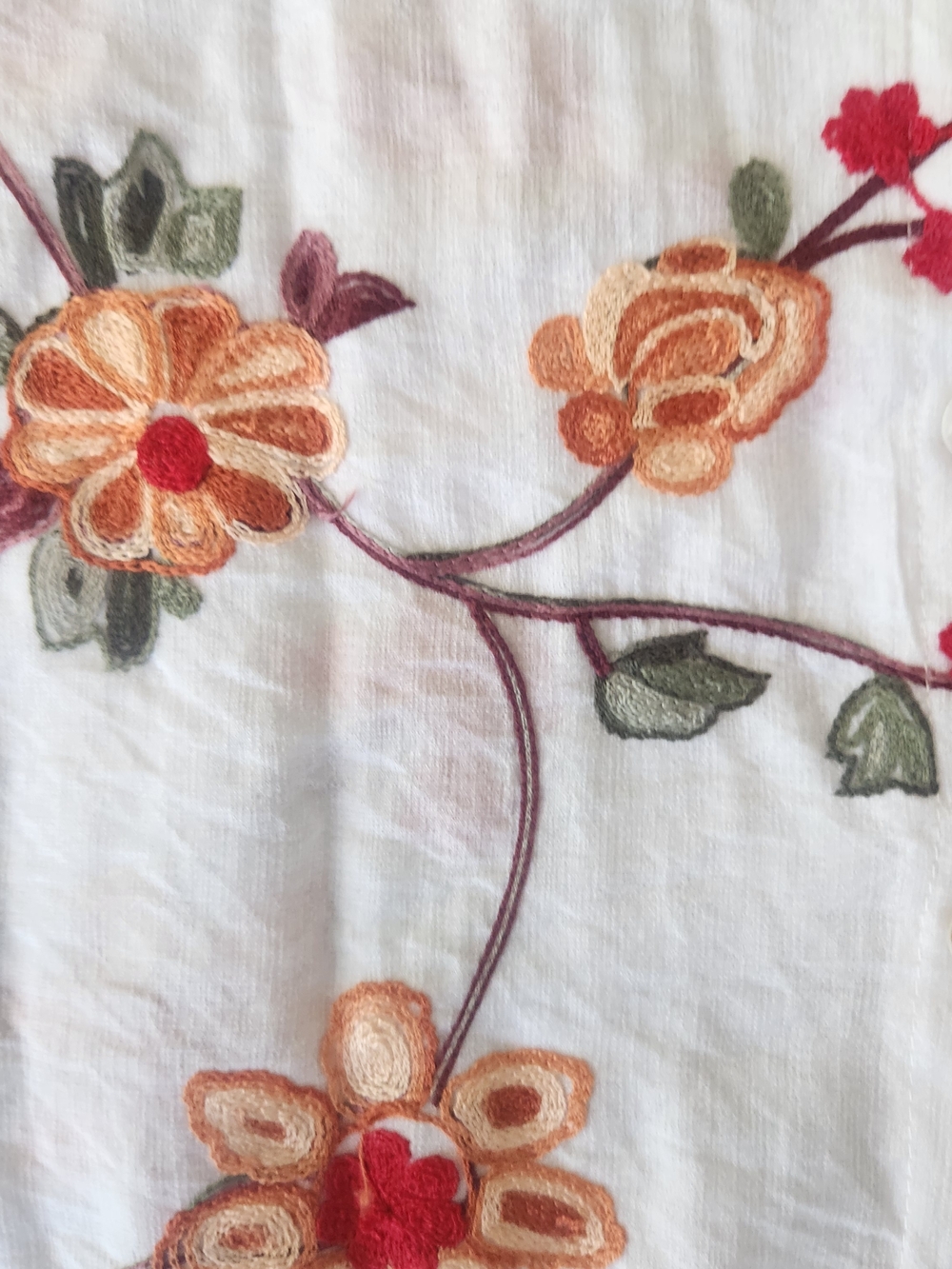 Women's Anna & Rose White Floral Embroidered Button-Front Blouse Size Large - Picture 3 of 13